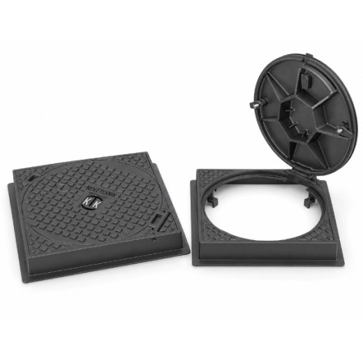Döküm Yuvarlak Kare Çerçeveli Rögar Kapağı Takımı Ø600 mm (DKT.600-B4) B125 - Döküm Rögar Kapakları - Kompozit Rögar