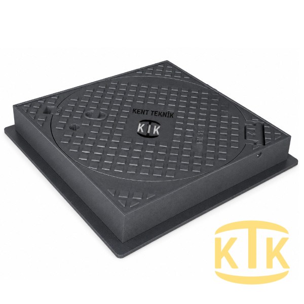 Döküm Yuvarlak Kare Çerçeveli Rögar Kapağı Takımı Ø600 mm (DKT.600-C5) C250
