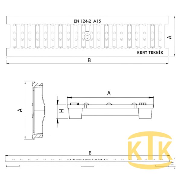 Döküm Yağmur Suyu Izgarası 150x500x35 mm (DI.1535-C)